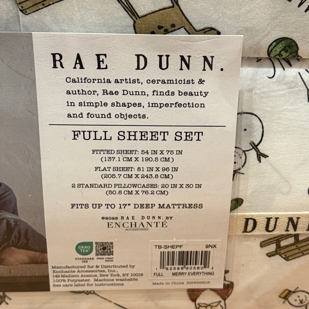 Rae Dunn Christmas Sheets FULL Size SUPER SOFT Santa, Snowman, Reindeer NWT